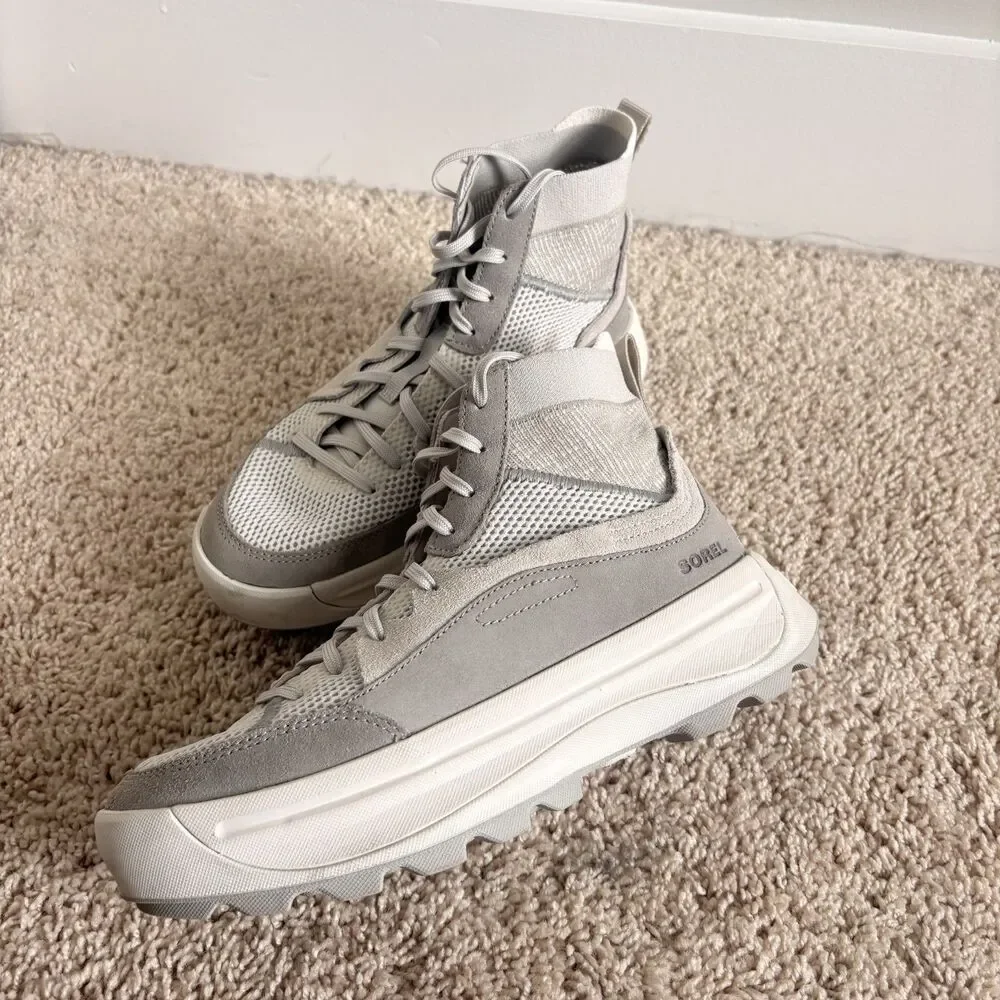 Sorel ONA 503 Mid Platform Sneakers Grey Moonstone Dove Size 8